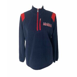 NFL Boy's Fleece Jacket Blue New England Patriots Pullover 1/2 Zip Size Large